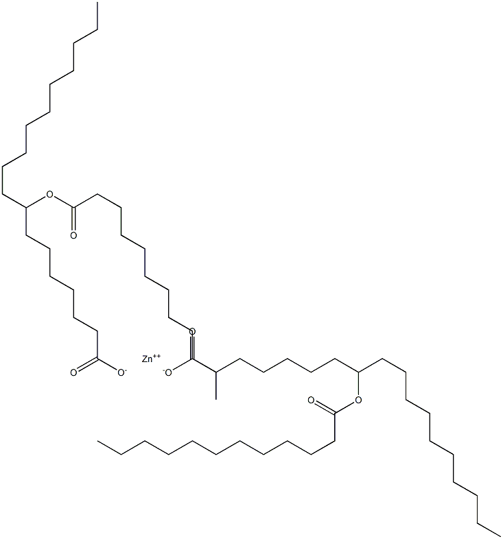 ビス(8-ドデカノイルオキシオクタデカン酸)亜鉛 化学構造式