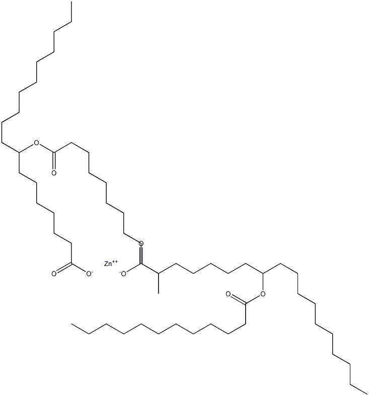 Bis(8-dodecanoyloxyoctadecanoic acid)zinc salt 结构式