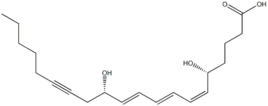 (5R,6Z,8E,10E,12S)-5,12-Dihydroxy-6,8,10-icosatrien-14-yn-1-oic acid Structure