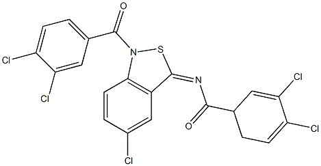 5-クロロ-1-(3,4-ジクロロベンゾイル)-3(1H)-(3,4-ジクロロベンゾイル)イミノ-2,1-ベンゾイソチアゾール 化学構造式