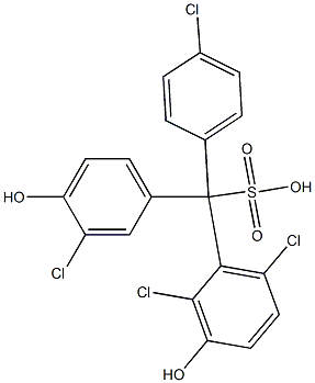 (4-Chlorophenyl)(3-chloro-4-hydroxyphenyl)(2,6-dichloro-3-hydroxyphenyl)methanesulfonic acid Struktur