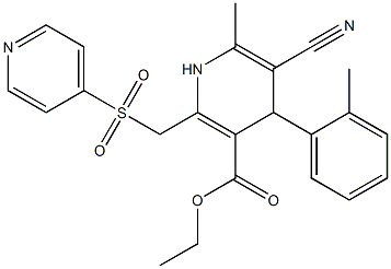 5-Cyano-1,4-dihydro-6-methyl-2-[(4-pyridinylsulfonyl)methyl]-4-(2-methylphenyl)pyridine-3-carboxylic acid ethyl ester,,结构式