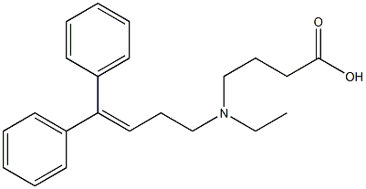 4-[エチル(4,4-ジフェニル-3-ブテニル)アミノ]ブタン酸 化学構造式