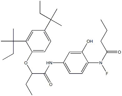 2-(N-Fluoro-N-butyrylamino)-5-[2-(2,4-di-tert-amylphenoxy)butyrylamino]phenol Struktur