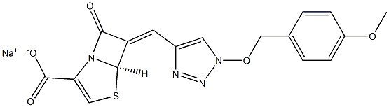 (5R,6Z)-6-[[1-[(4-Methoxybenzyl)oxy]-1H-1,2,3-triazol-4-yl]methylene]-7-oxo-4-thia-1-azabicyclo[3.2.0]hept-2-ene-2-carboxylic acid sodium salt Structure