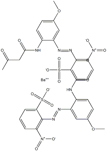 Bis[2-[2-(1,3-dioxobutylamino)-5-methoxyphenylazo]-3-nitrobenzenesulfonic acid]barium salt,,结构式