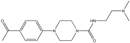 N-(2-ジメチルアミノエチル)-4-[4-アセチルフェニル]ピペラジン-1-カルボアミド 化学構造式