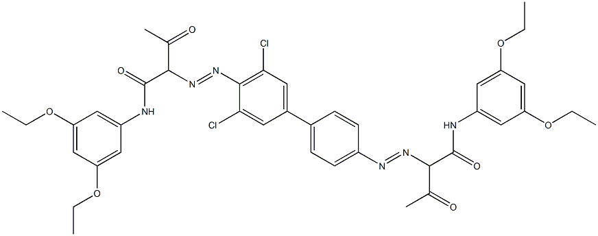 4,4'-Bis[[1-(3,5-diethoxyphenylamino)-1,3-dioxobutan-2-yl]azo]-3,5-dichloro-1,1'-biphenyl Struktur