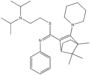 4,7,7-Trimethyl-3-piperidino-N-phenylbicyclo[2.2.1]hept-2-ene-2-carbimidothioic acid [2-(diisopropylamino)ethyl] ester 结构式