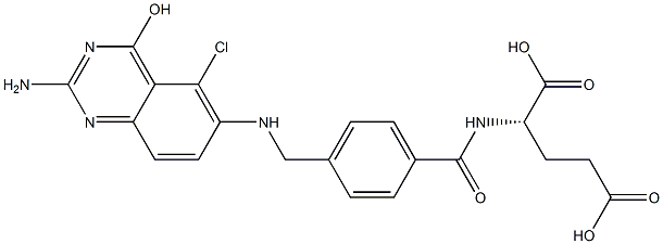 N-[4-[(2-Amino-4-hydroxy-5-chloroquinazolin-6-ylamino)methyl]benzoyl]-L-glutamic acid,,结构式