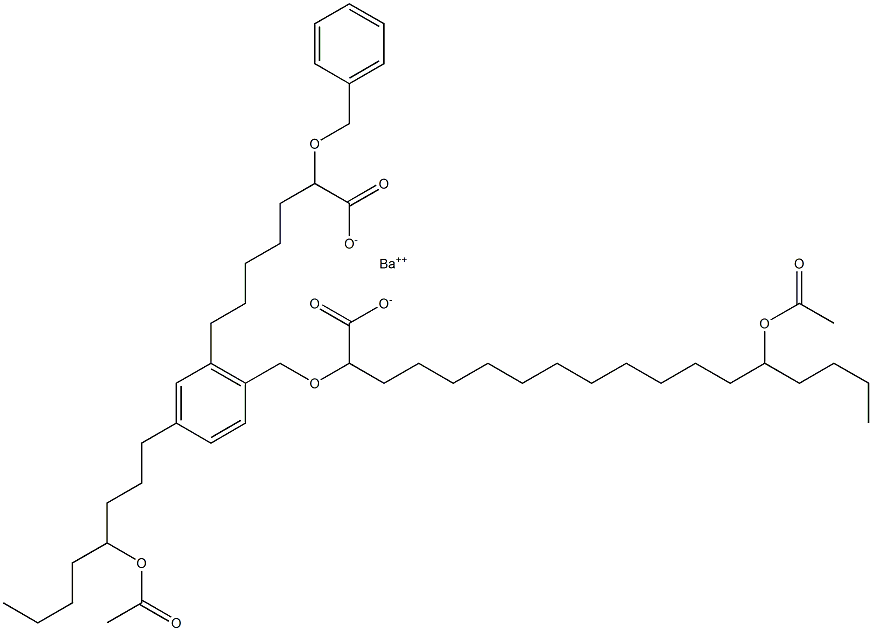 Bis(2-benzyloxy-14-acetyloxystearic acid)barium salt,,结构式