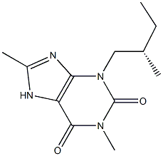 3,7-Dihydro-1,8-dimethyl-3-[(S)-2-methylbutyl]-1H-purine-2,6-dione Structure