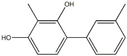 2-メチル-4-(3-メチルフェニル)ベンゼン-1,3-ジオール 化学構造式