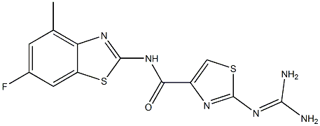 2-(Diaminomethyleneamino)-N-(6-fluoro-4-methyl-2-benzothiazolyl)thiazole-4-carboxamide Struktur