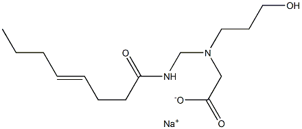 N-(3-ヒドロキシプロピル)-N-(4-オクテノイルアミノメチル)グリシンナトリウム 化学構造式