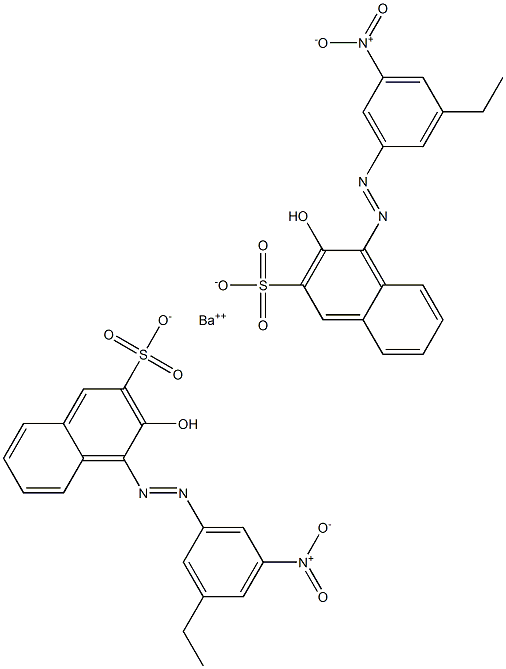 Bis[1-[(3-ethyl-5-nitrophenyl)azo]-2-hydroxy-3-naphthalenesulfonic acid]barium salt,,结构式