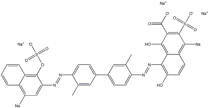 1,7-Dihydroxy-4-sodiosulfo-8-[[4'-[(1-hydroxy-4-sodiosulfo-2-naphthalenyl)azo]-3,3'-dimethyl-1,1'-biphenyl-4-yl]azo]-2-naphthalenecarboxylic acid sodium salt 结构式
