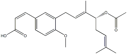 3-[(2E,4R)-3,7-ジメチル-4-アセトキシ-2,6-オクタジエン-1-イル]-4-メトキシ-cis-けい皮酸 化学構造式