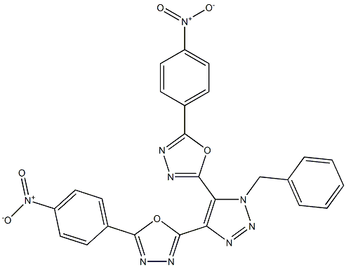 1-Benzyl-4,5-bis[5-(4-nitrophenyl)-1,3,4-oxadiazol-2-yl]-1H-1,2,3-triazole Struktur