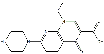 1-エチル-1,4-ジヒドロ-7-(ピペラジン-1-イル)-4-オキソ-1,8-ナフチリジン-3-カルボン酸 化学構造式