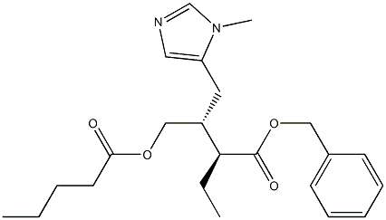 (2S,3R)-2-エチル-3-[(ペンタノイルオキシ)メチル]-4-(1-メチル-1H-イミダゾール-5-イル)ブタン酸ベンジル 化学構造式
