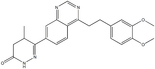 4,5-Dihydro-5-methyl-6-[4-(3,4-dimethoxyphenethyl)quinazolin-7-yl]pyridazin-3(2H)-one,,结构式