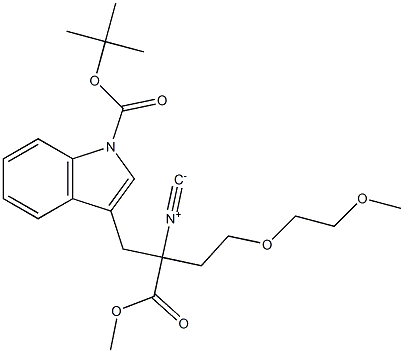 2-[(1-tert-Butyloxycarbonyl-1H-indol-3-yl)methyl]-2-isocyano-4-(2-methoxyethoxy)butyric acid methyl ester Structure