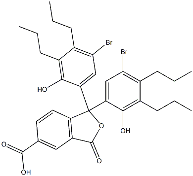 1,1-ビス(5-ブロモ-2-ヒドロキシ-3,4-ジプロピルフェニル)-1,3-ジヒドロ-3-オキソイソベンゾフラン-5-カルボン酸 化学構造式