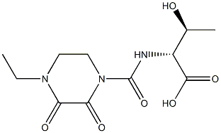 (2R,3S)-2-(4-エチル-2,3-ジオキソ-1-ピペラジニルカルボニルアミノ)-3-ヒドロキシ酪酸 化学構造式