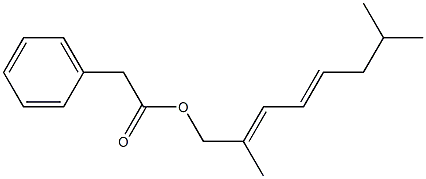 Phenylacetic acid 2,7-dimethyl-2,4-octadienyl ester Structure