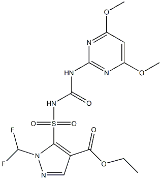1-ジフルオロメチル-5-[3-(4,6-ジメトキシ-2-ピリミジニル)ウレイドスルホニル]-1H-ピラゾール-4-カルボン酸エチル 化学構造式