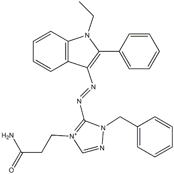 4-(3-Amino-3-oxopropyl)-5-[(1-ethyl-2-phenyl-1H-indol-3-yl)azo]-1-(phenylmethyl)-1H-1,2,4-triazol-4-ium 结构式