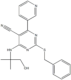 2-Benzylthio-6-(3-pyridinyl)-4-(1,1-dimethyl-2-hydroxyethyl)aminopyrimidine-5-carbonitrile