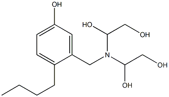 3-[ビス[(1,2-ジヒドロキシエチル)アミノ]メチル]-4-ブチルフェノール 化学構造式