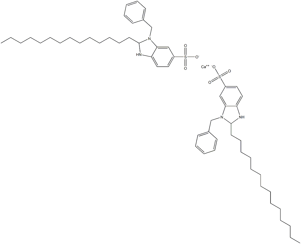 ビス(1-ベンジル-2,3-ジヒドロ-2-テトラデシル-1H-ベンゾイミダゾール-6-スルホン酸)カルシウム 化学構造式