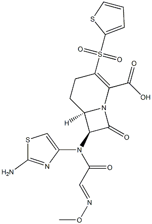 (6R,7S)-3-((2-Thienyl)sulfonyl)-8-oxo-7-[(2-aminothiazol-4-yl)(methoxyimino)acetylamino]-1-azabicyclo[4.2.0]oct-2-ene-2-carboxylic acid Struktur