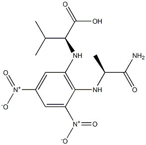 (S)-2-[[6-[[(S)-1-カルボキシ-2-メチルプロピル]アミノ]-2,4-ジニトロフェニル]アミノ]プロパンアミド 化学構造式