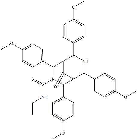 N-Ethyl-9-oxo-2,4,6,8-tetrakis(p-methoxyphenyl)-3,7-diazabicyclo[3.3.1]nonane-3-carbothioamide Struktur