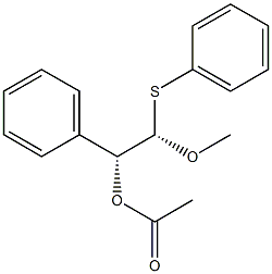 (1R,2S)-1-アセトキシ-2-メトキシ-1-フェニル-2-(フェニルチオ)エタン 化学構造式