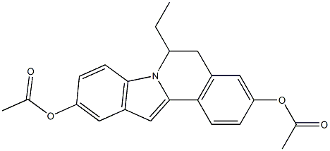 6-エチル-5,6-ジヒドロインドロ[2,1-a]イソキノリン-3,10-ジオールジアセタート 化学構造式