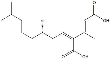 (2E,4Z,7S)-3,7,11-Trimethyl-4-carboxy-2,4-dodecadienoic acid,,结构式