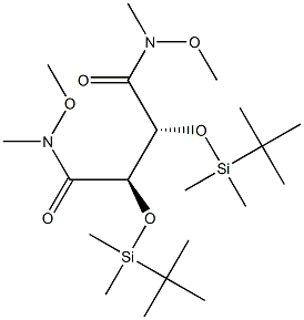 [2R,3R,(+)]-2,3-ビス[(tert-ブチルジメチルシリル)オキシ]-N,N'-ジメチル-N,N'-ジメトキシブタンジアミド 化学構造式