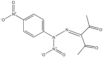 3-[2-ニトロ-2-(4-ニトロフェニル)ヒドラゾノ]ペンタン-2,4-ジオン 化学構造式