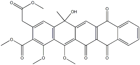 1,14-Dimethoxy-5-hydroxy-5-methyl-2-(methoxycarbonyl)-3-[(methoxycarbonyl)methyl]-13-oxo-7,12-pentacenedione,,结构式