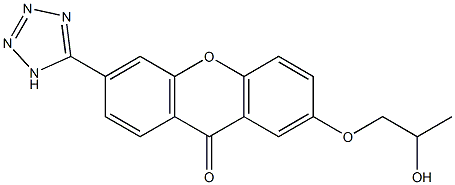 3-(1H-Tetrazol-5-yl)-7-(2-hydroxypropoxy)-9H-xanthen-9-one Struktur