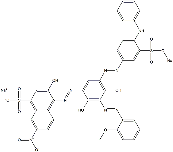 1-[5-[4-Anilino-3-(sodiooxysulfonyl)phenylazo]-2,4-dihydroxy-3-(2-methoxyphenylazo)phenylazo]-2-hydroxy-6-nitro-4-naphthalenesulfonic acid sodium salt Structure