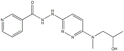 ニコチン酸N'-[6-[N-(2-ヒドロキシプロピル)-N-メチルアミノ]-3-ピリダジニル]ヒドラジド 化学構造式