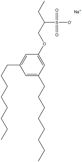 1-(3,5-ジオクチルフェノキシ)ブタン-2-スルホン酸ナトリウム 化学構造式