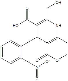 1,4-Dihydro-6-(hydroxymethyl)-2-methyl-4-(2-nitrophenyl)-3,5-pyridinedicarboxylic acid hydrogen 3-methyl ester,,结构式