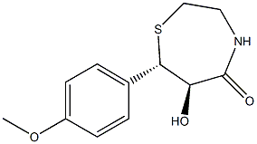 (6R,7S)-テトラヒドロ-6-ヒドロキシ-7-(4-メトキシフェニル)-1,4-チアゼピン-5(2H)-オン 化学構造式